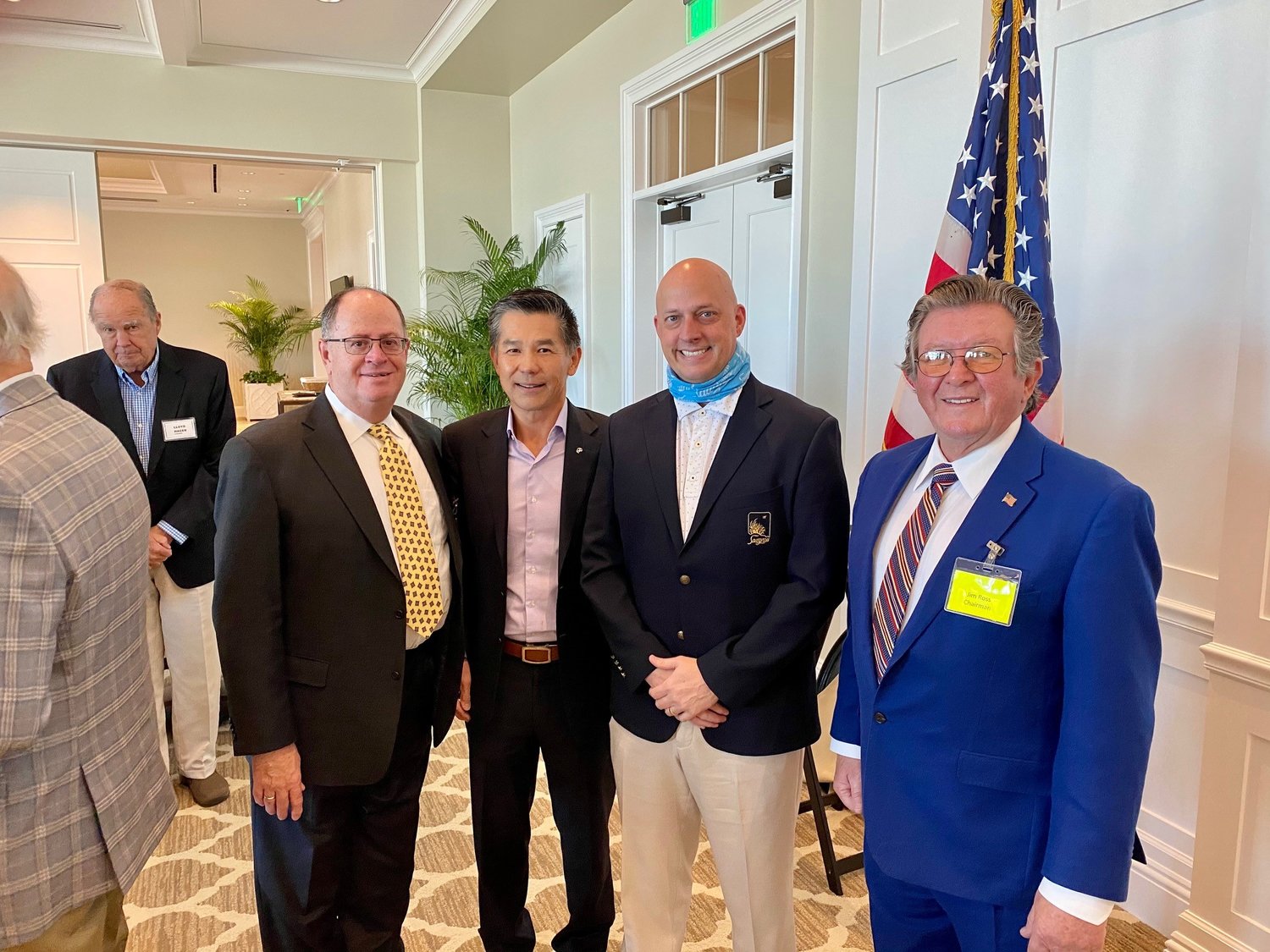 Churchmen Vice Chair Roland Gomez (from left), keynote speaker Quang Pham, Sawgrass Country Club general manager C.W. Cook and Churchmen Chairman Jim Ross.